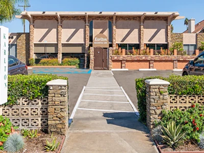 Front entrance of Karlton Residential Care Center in Anaheim